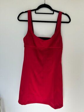 ZARA Red Interlock Short Dress Scoop Neck Mini 3641/310/600 Size M